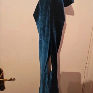 Elegant Teal Velvet OTK Boots